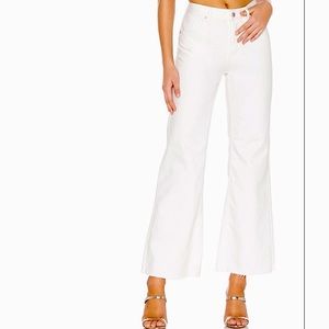 Free People High Rise Straight Flare Cropped - White Size 27